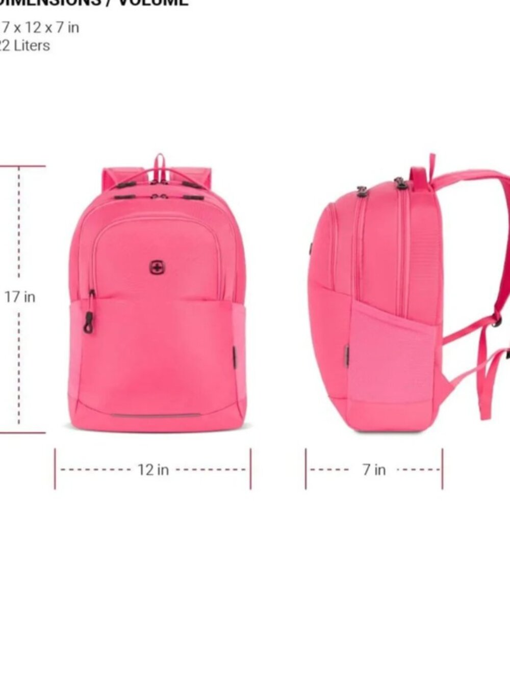 SwissGear Orientation Laptop Backpack, Pink, 17"x12"x7